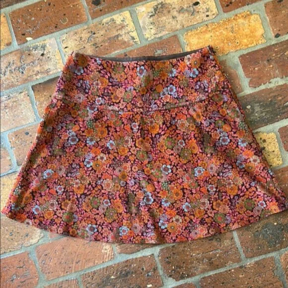 Vintage Mary Robin Corduroy Floral A-Line Skirt sz6 - Picture 11 of 13